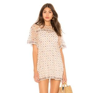 NEW Tularosa Lexi Embroidered Shift Cream Mini Dress M80